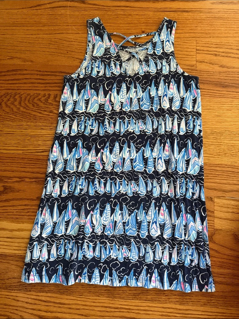Lilly Pulitzer Navy Sailboat Print Sleeveless Dress - Blue, White and Pink